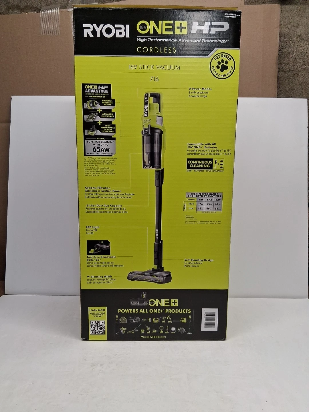 NEW RYOBI 18V ONE+ Cordless Pet Stick Vacuum Cleaner - photo 2
