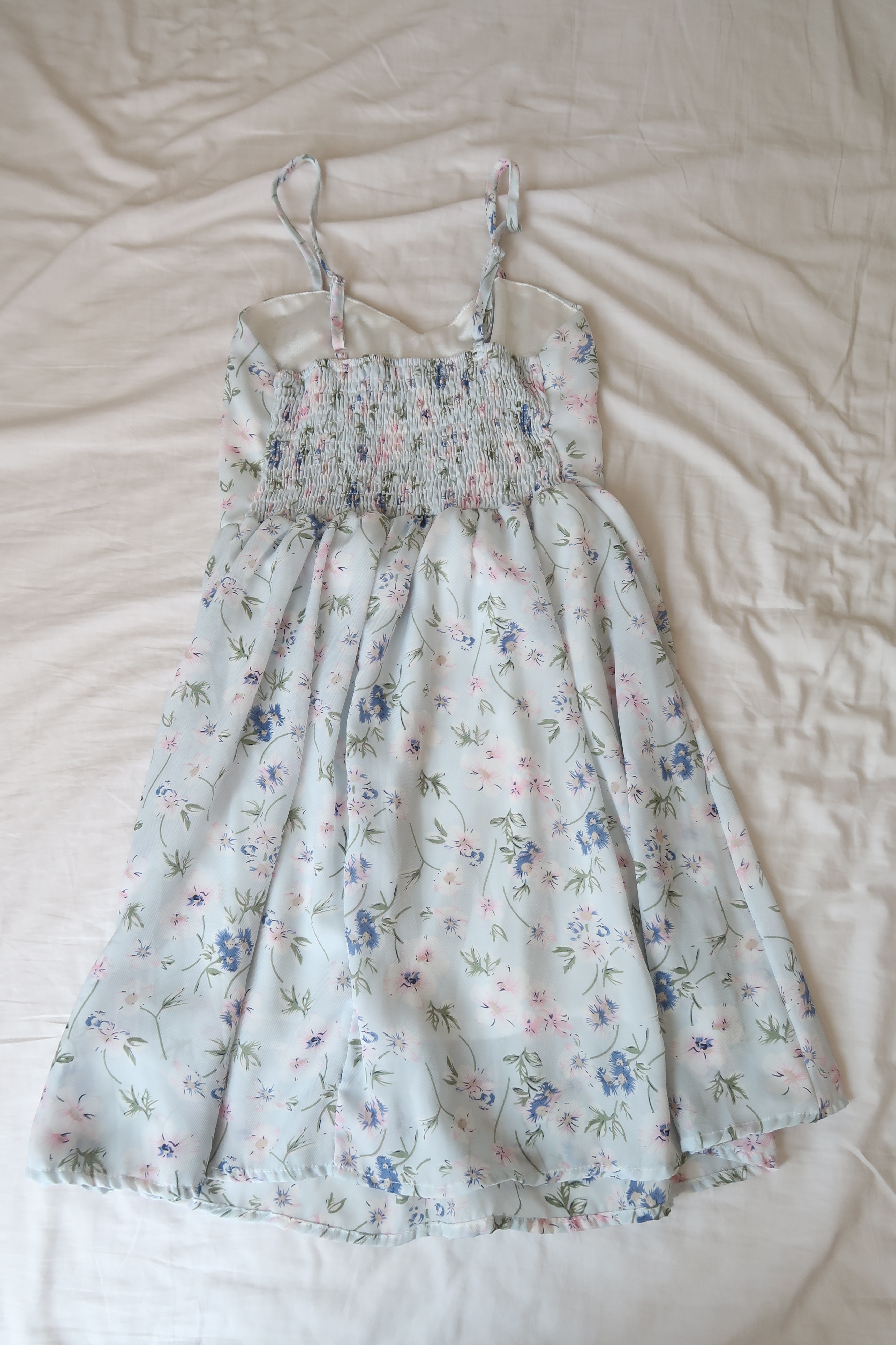 Cute Light Blue Floral Print Mini Summer Dress - photo 2