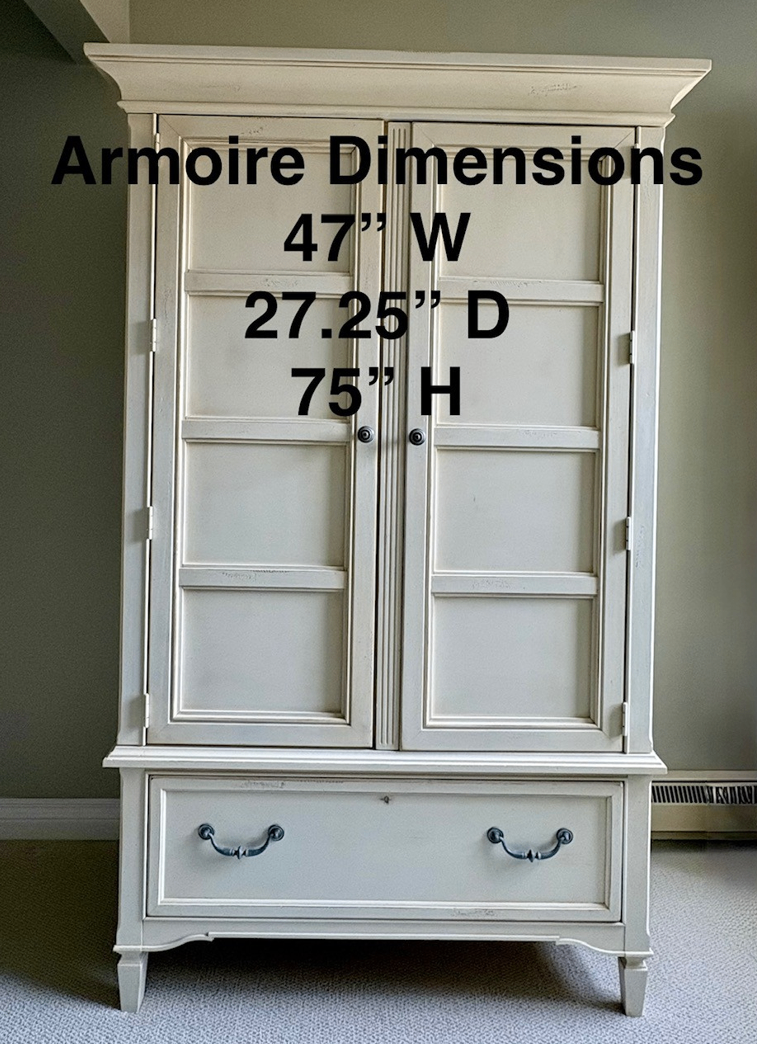 Cream Armoire with Drawer and Shelves - photo 4