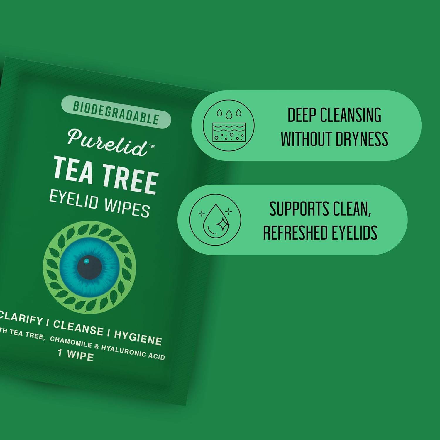PURELID Tea Tree Eyelid Wipes 100 Tea Tree Oil Eye Wipes - photo 3