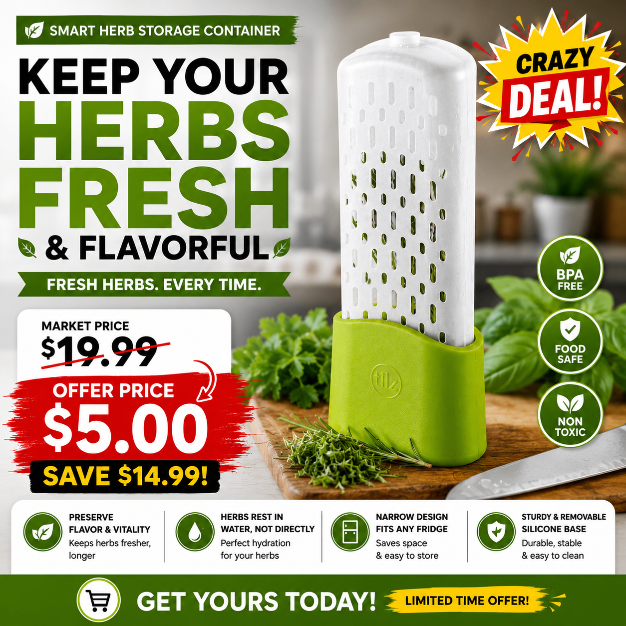 Herb Keeper Fresh Herb Storage Container - photo 3