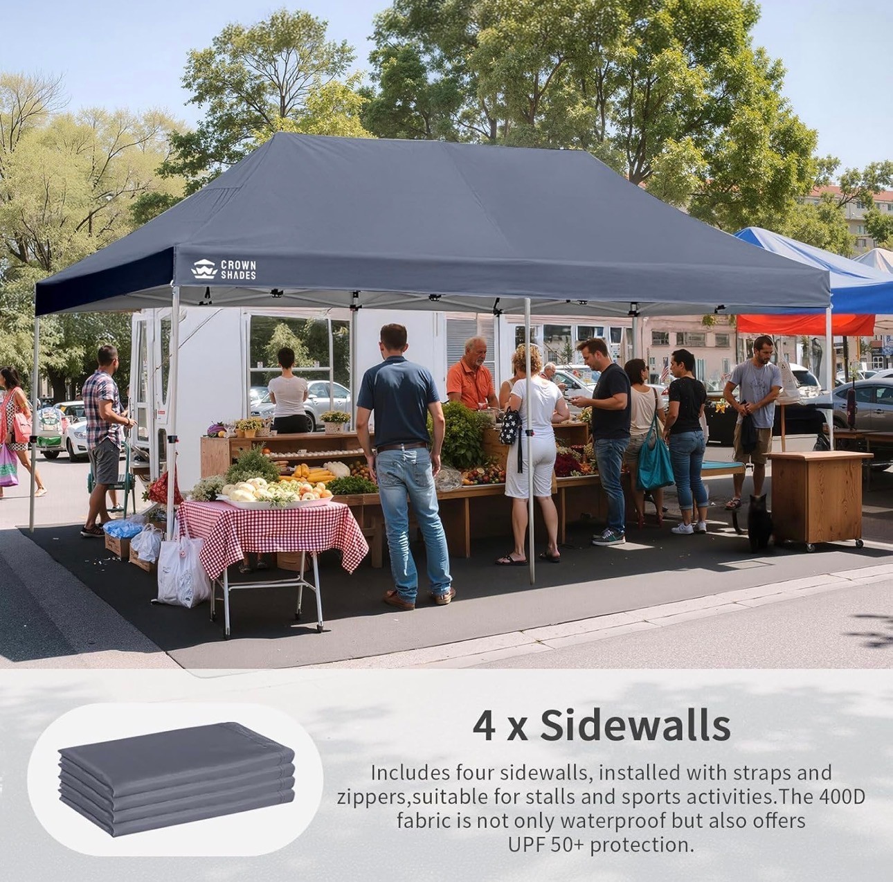 CROWN SHADES Pop Up Canopy 10x20 Commercial Grade 400D 4 Sidewal - photo 5