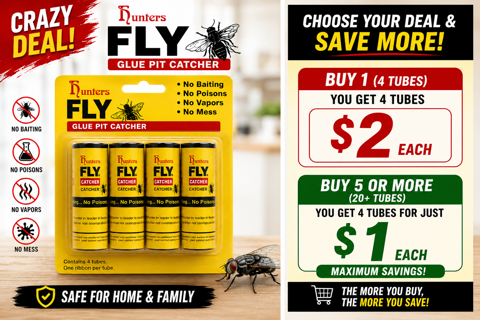 Hunters Fly Glue Trap 4 Pack | Non Toxic Fly Catcher - photo 2