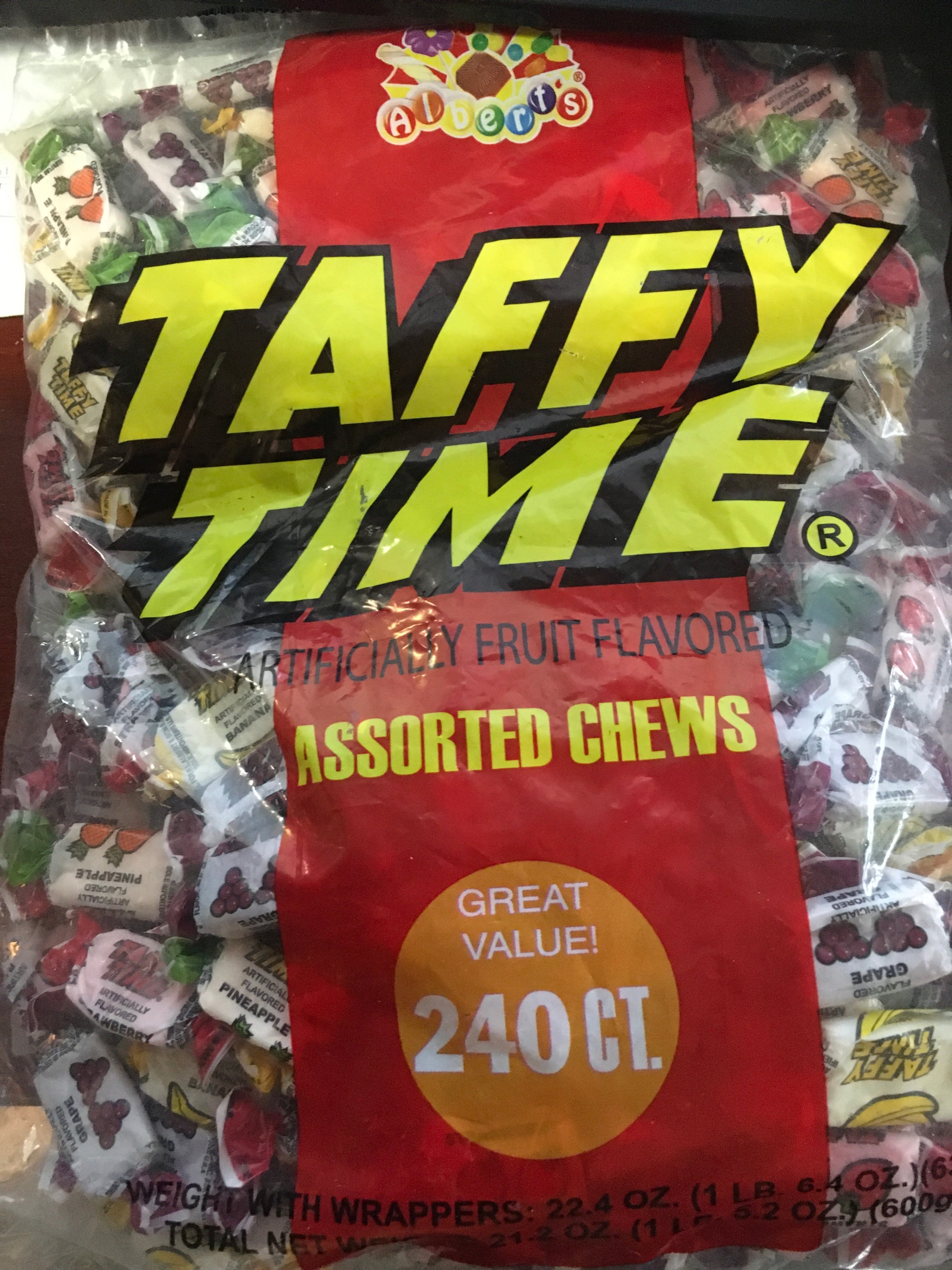 Taffy Time Assorted Fruit Flavored Chews - 240 Count
