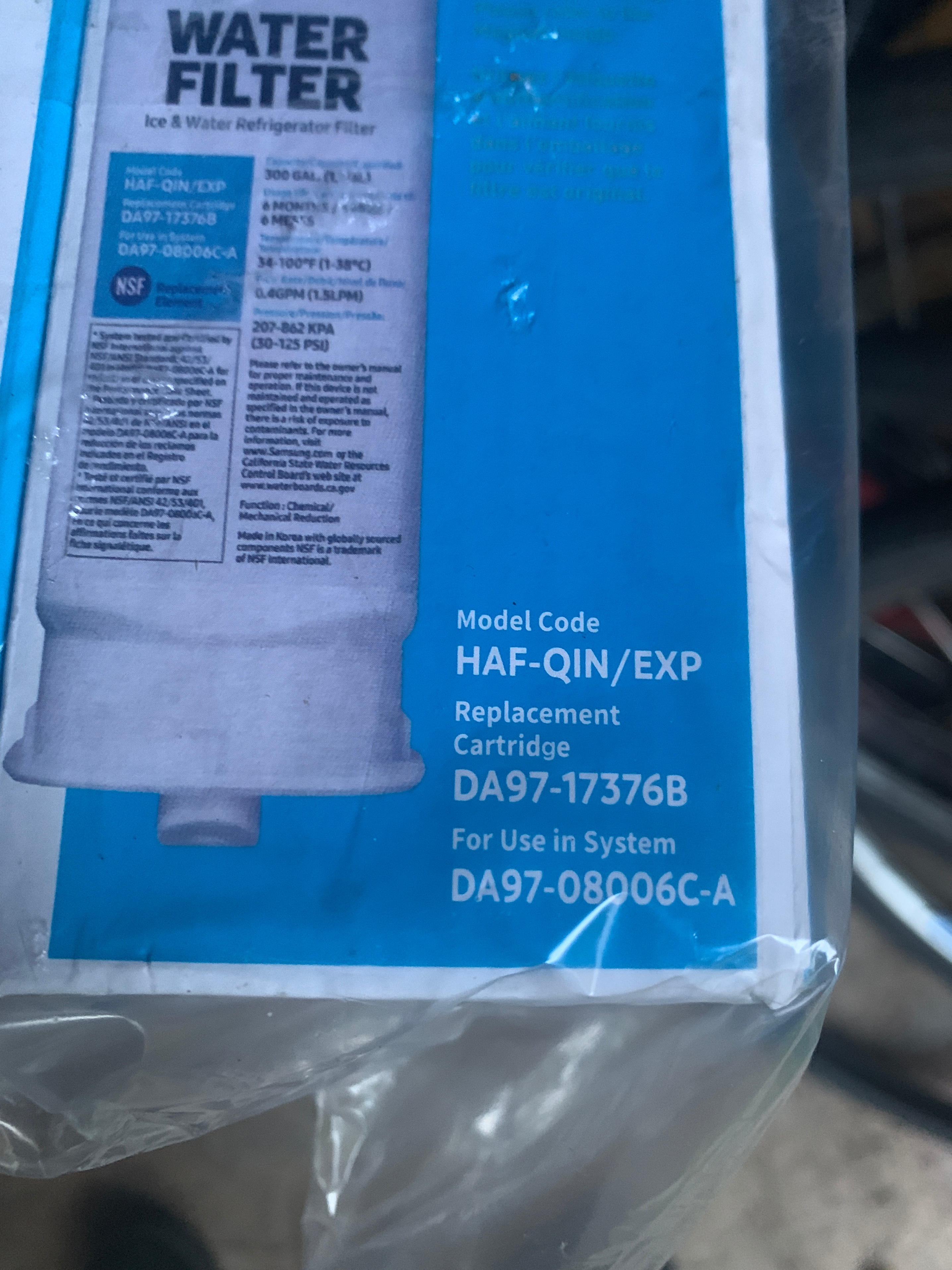 DA97-17376B Samsung HAF-QIN/EXP Fridge Water Replacement Filters - photo 3