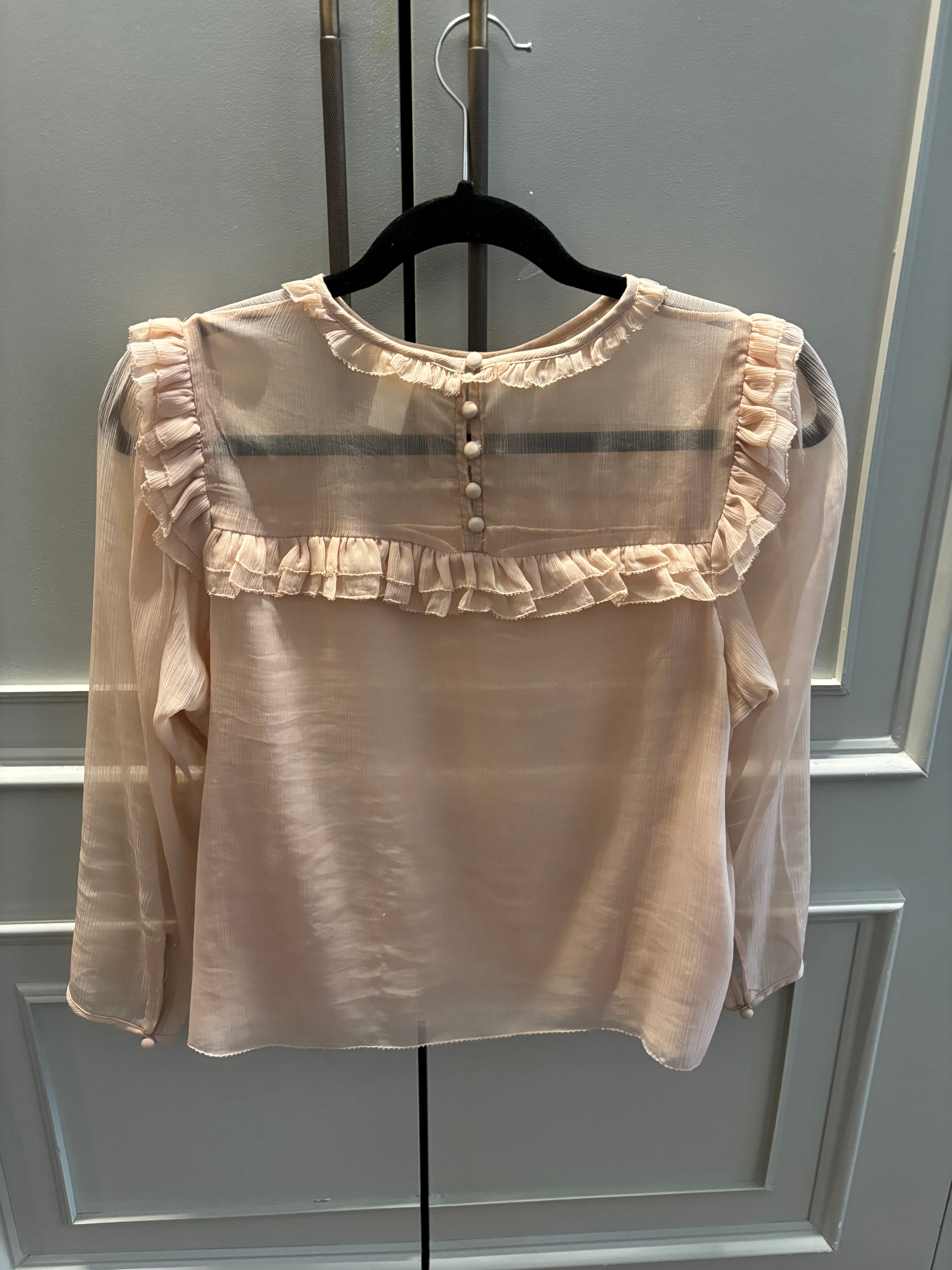 H&M Soft Pink Chiffon Ruffle Blouse (Size US 10 / EUR 40) - photo 2