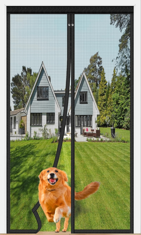 New Screen Door Mesh - Magnetic Self Sealing Hands Free & Black - photo 4