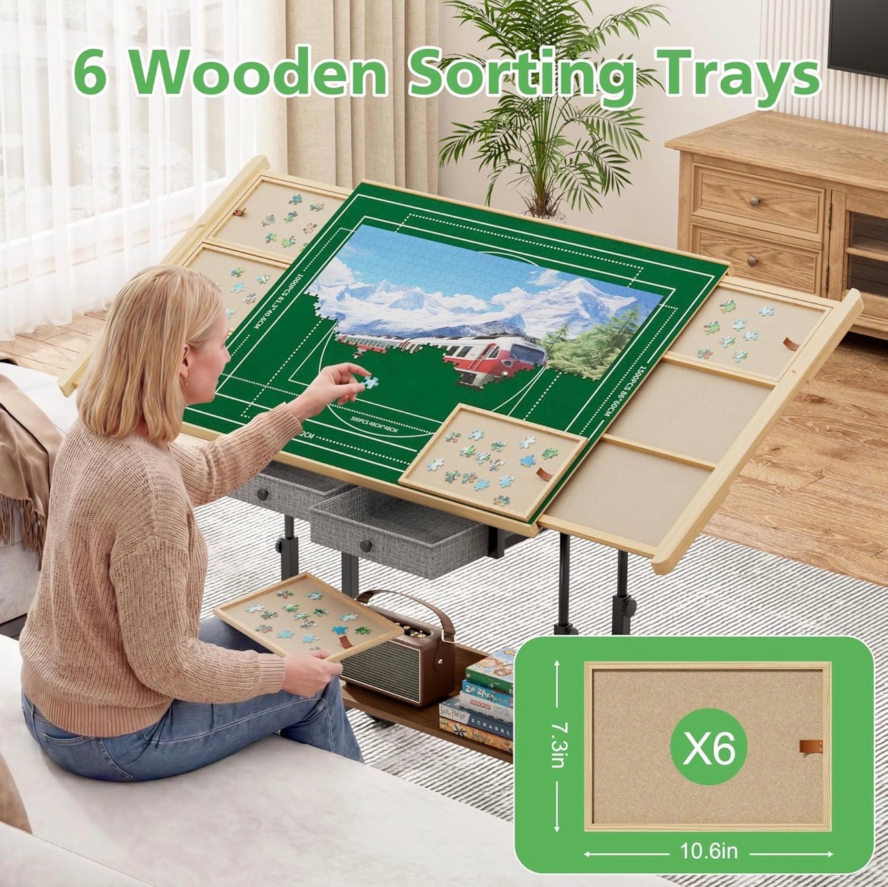 Jigsaw Puzzle Table 1500 Pieces Tilting Board Adjustable Height - photo 3