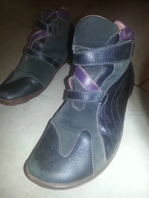 Real Leather & Suede Unique Think! Designer Brand Purple Booties