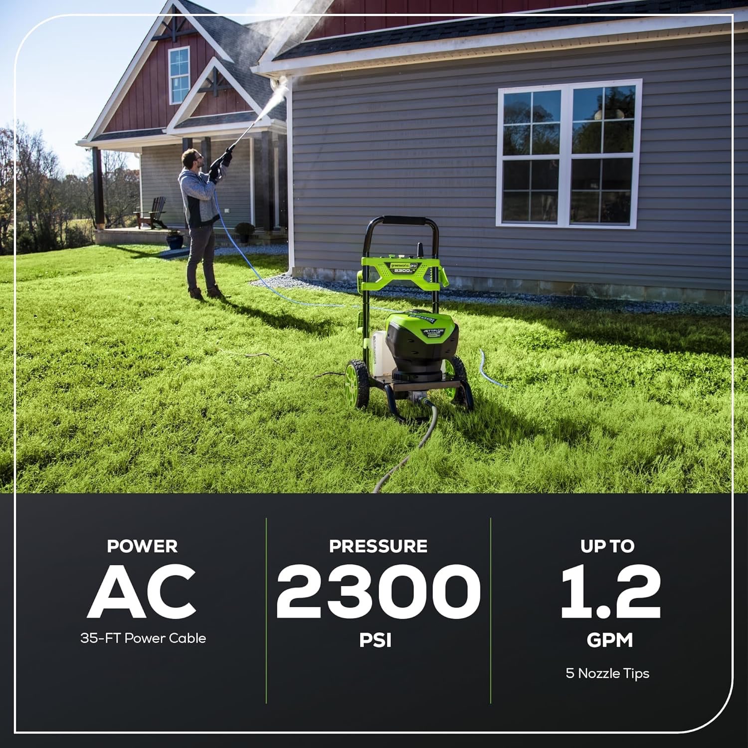 Greenworks Pro 2300 PSI 2.3-Gallon-GPM Electric Pressure Washer - photo 4