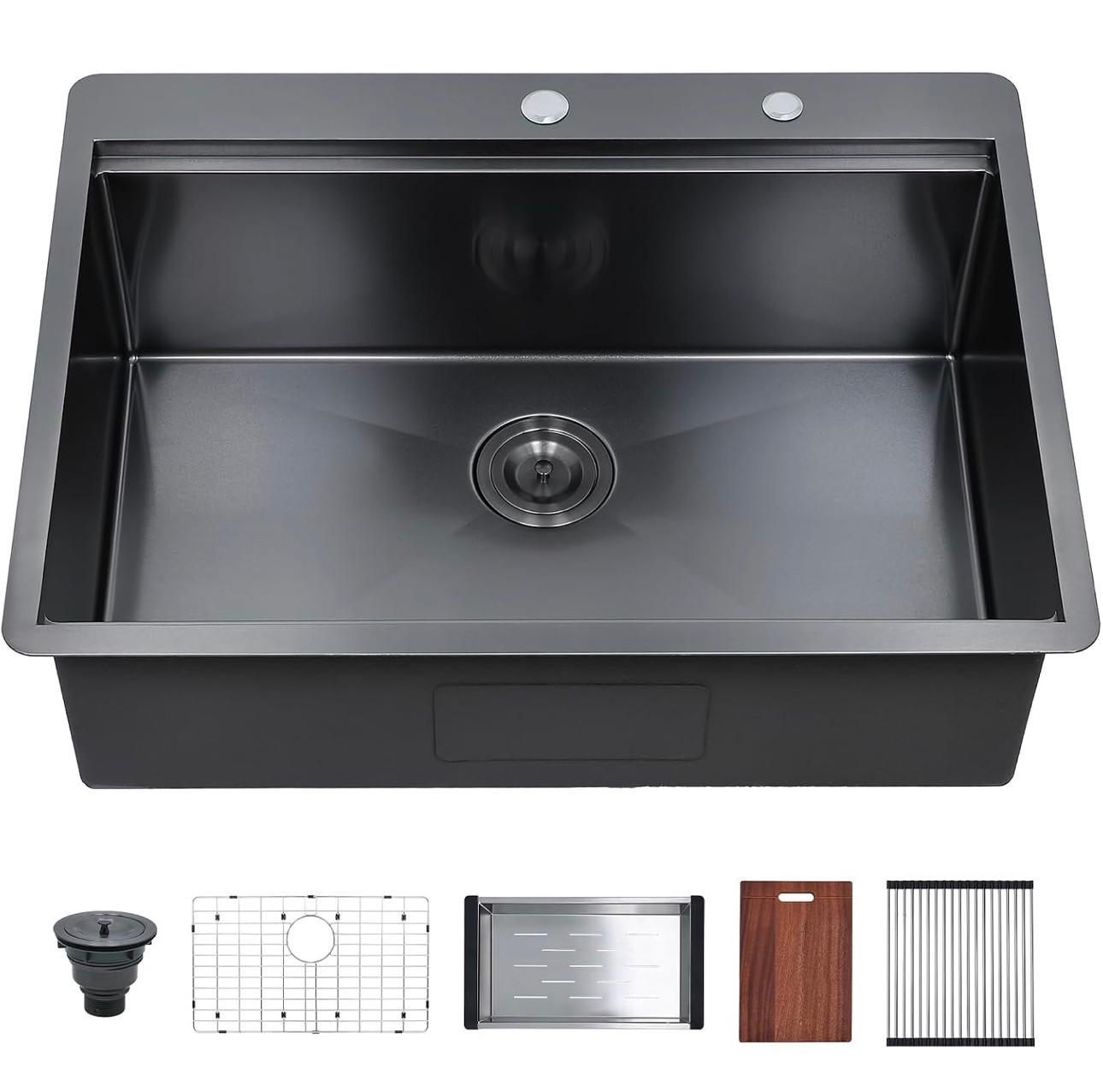 Kitchen Sink Black 30x22x10" Stainless Steel Sound proof 16Gauge - photo 2