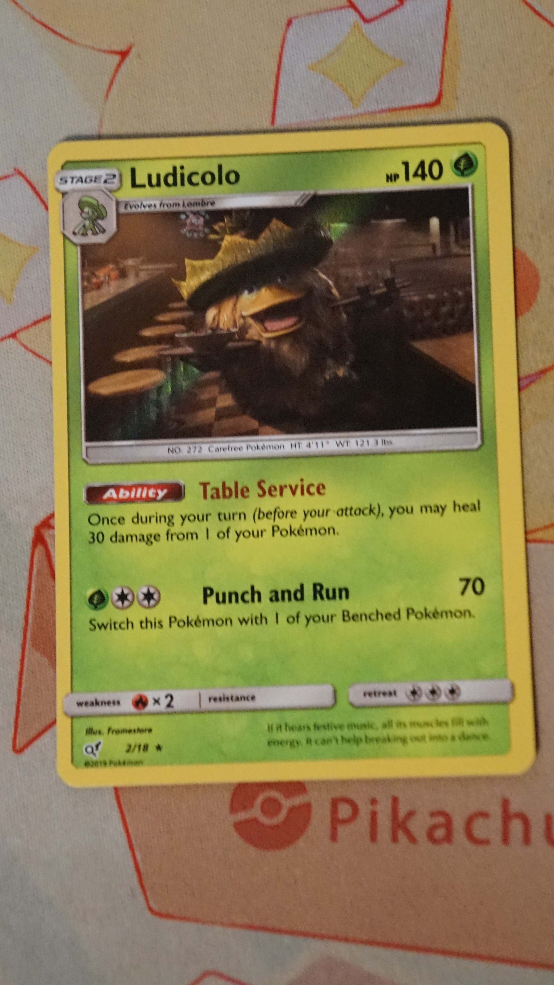 Pokemon Ludicolo 2/18 Detective Pikachu Holo LP - photo 3