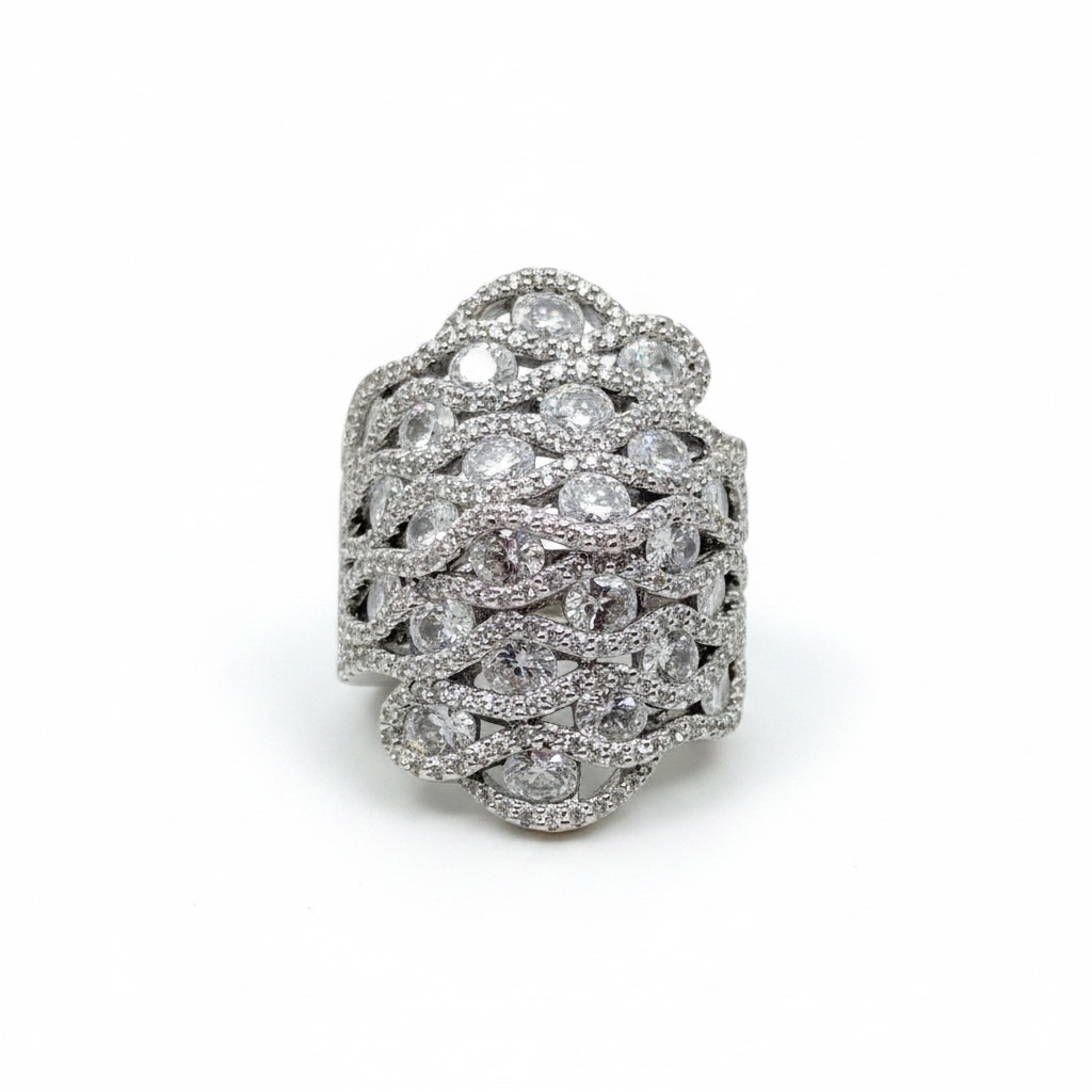 FZN 925 sterling silver Cubic Zirconia cocktail ring