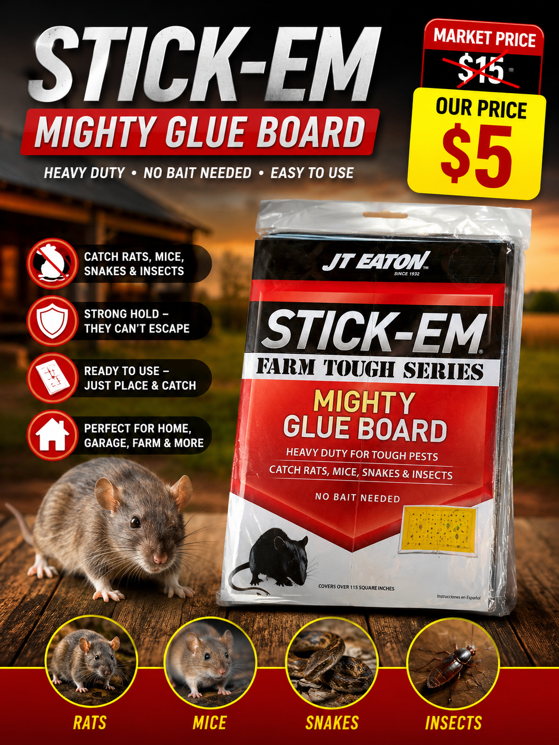 JT Eaton Stick-Em Mighty Glue Board - photo 3