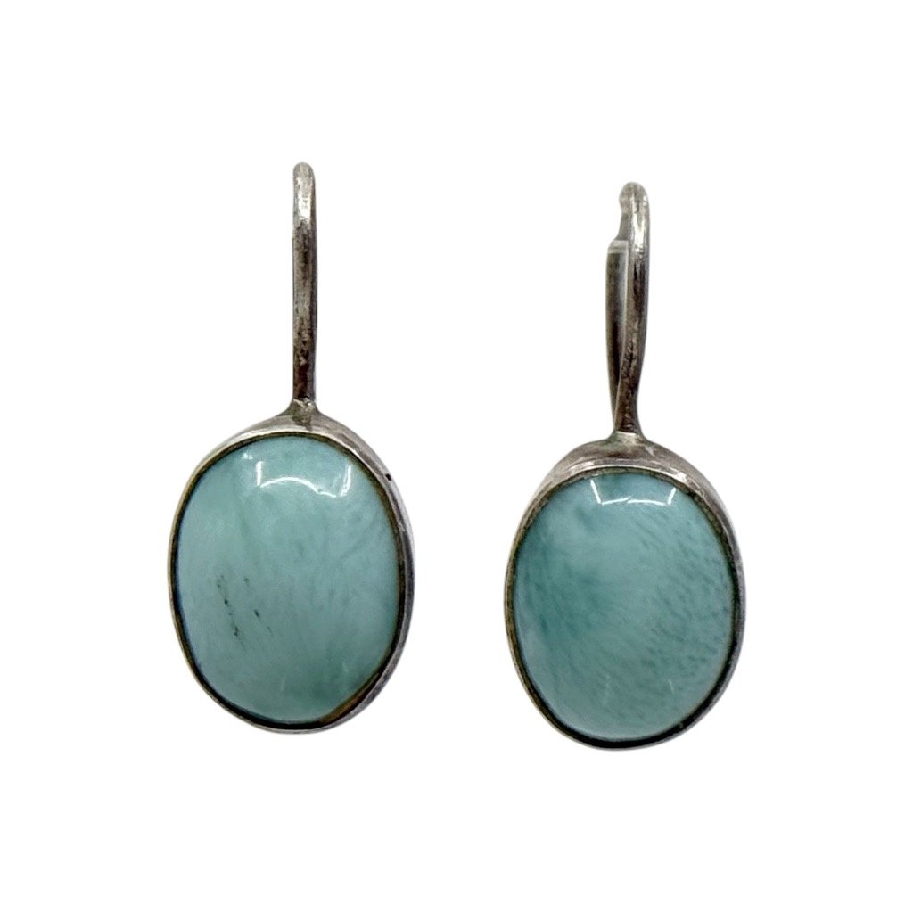 sterling silver Larimar cabochon earrings - GM1004 - photo 2