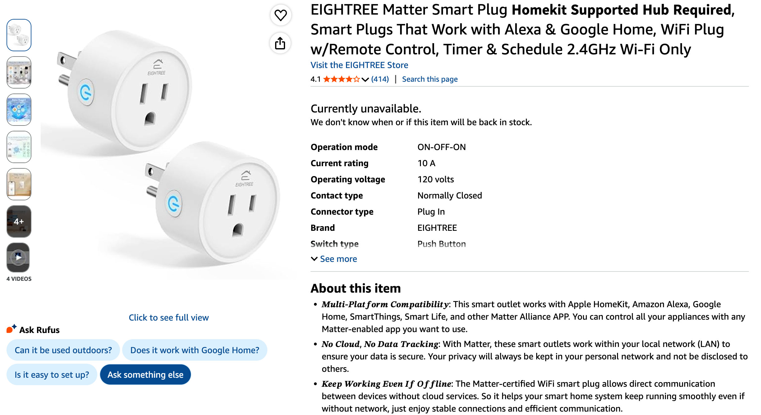 Smart Plugs (2ea) for Apple Homekit, Google Home, Alexa - photo 2