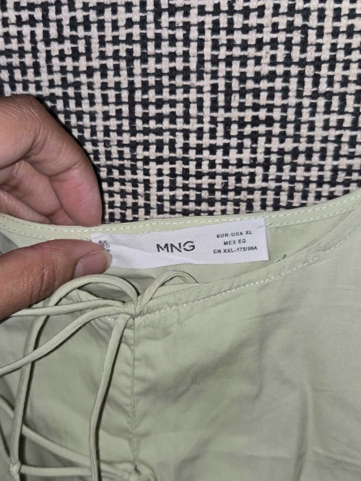 MANGO FRONT BOW TIES TOP WOMENS SIZE XL IN PALE LIME GREEN - photo 2