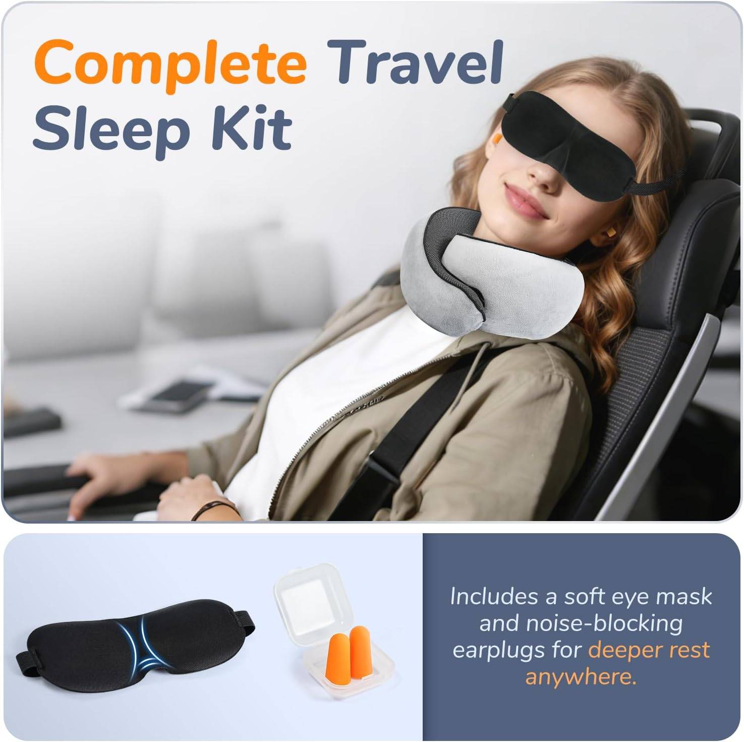 Travel Neck Pillow for Airplane & Car – Ergonomic Memory Foam - photo 4