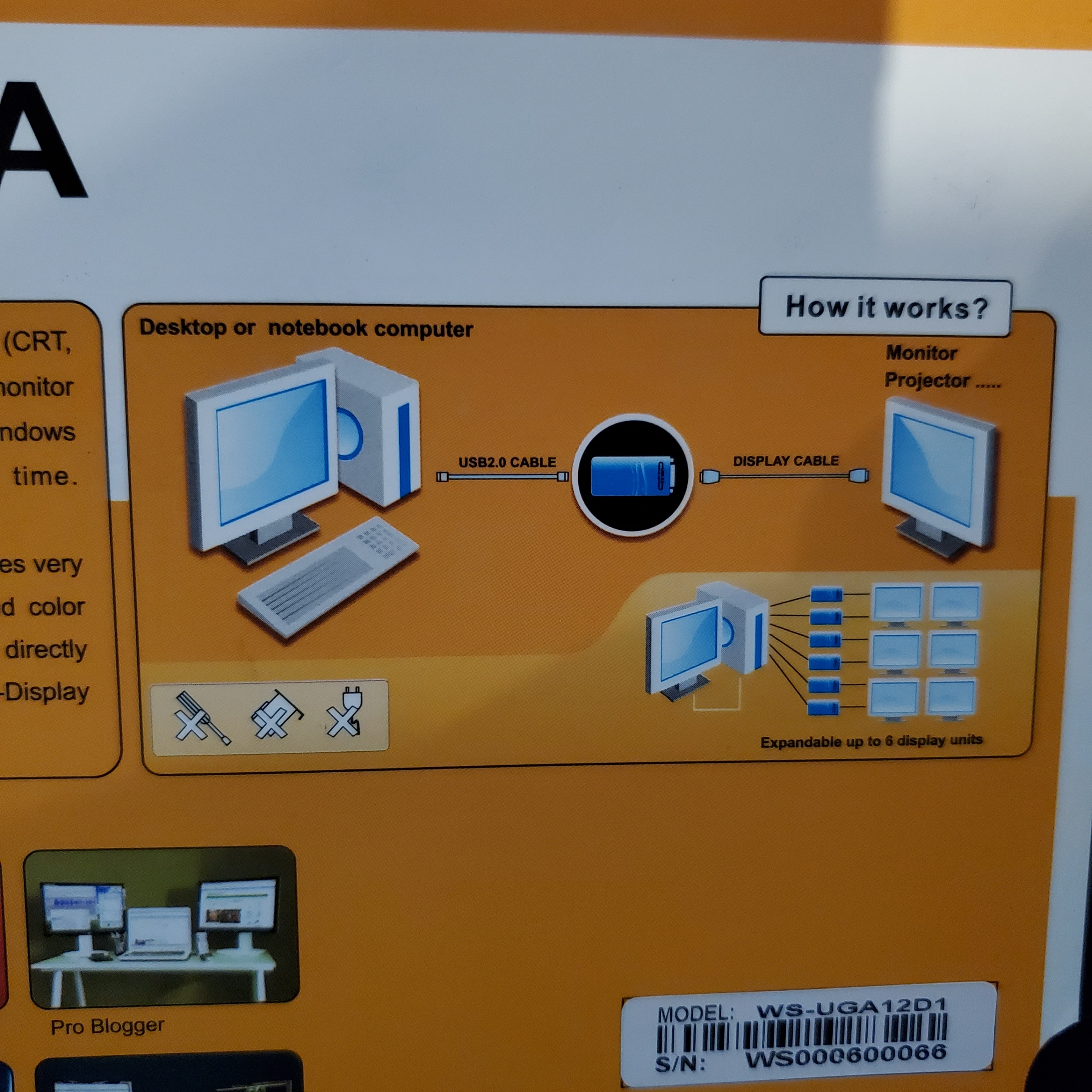 USB2.0 Universal Graphics Adapter (UGA) Multi-display adapter - photo 3