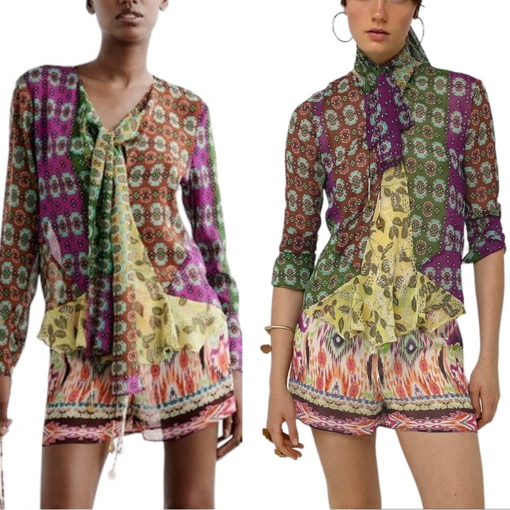 Zara long sleeve boho limited edition top - photo 2