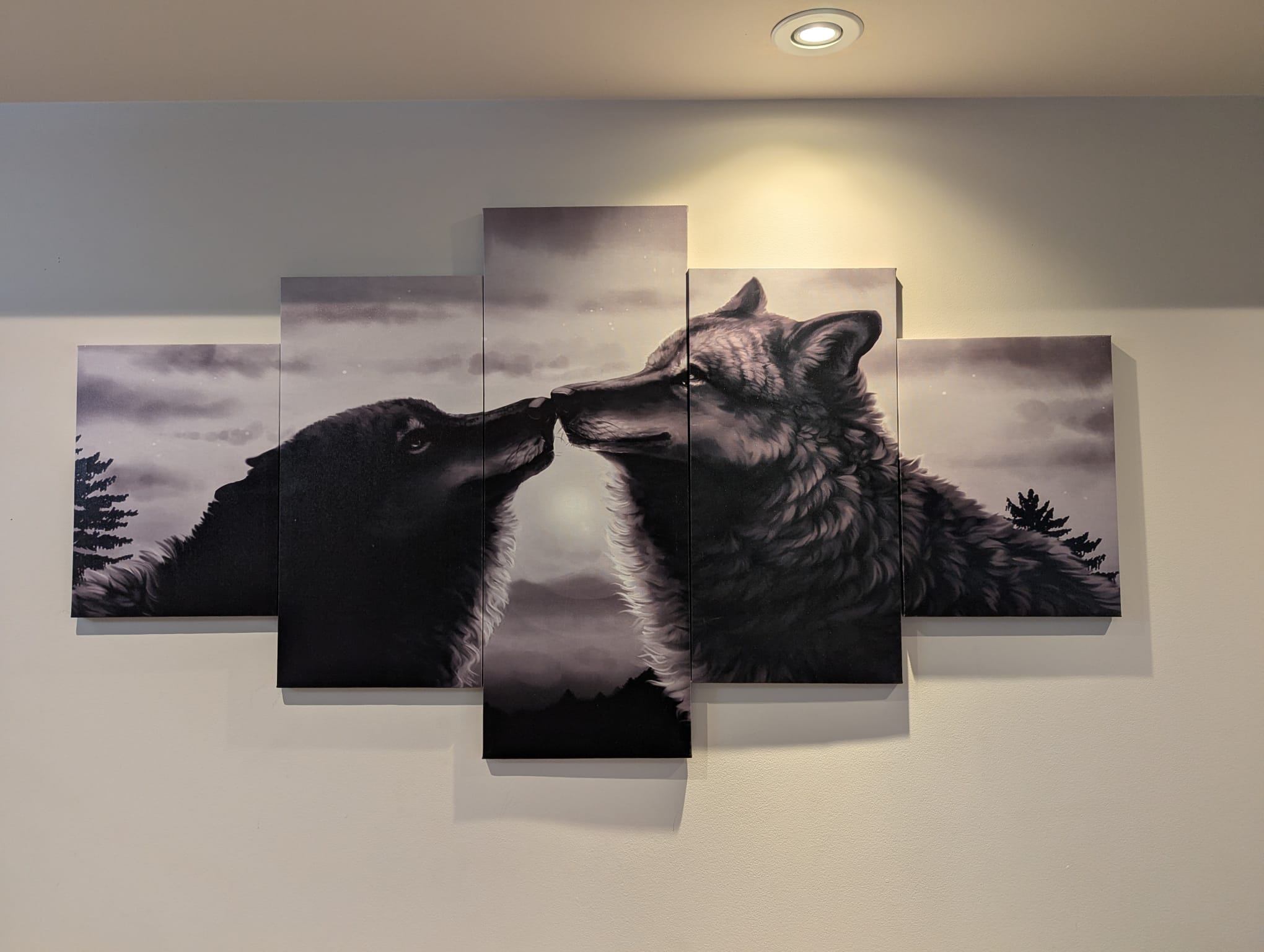 5-Piece Wolf & Bear Canvas Wall Art – Modern Home Décor