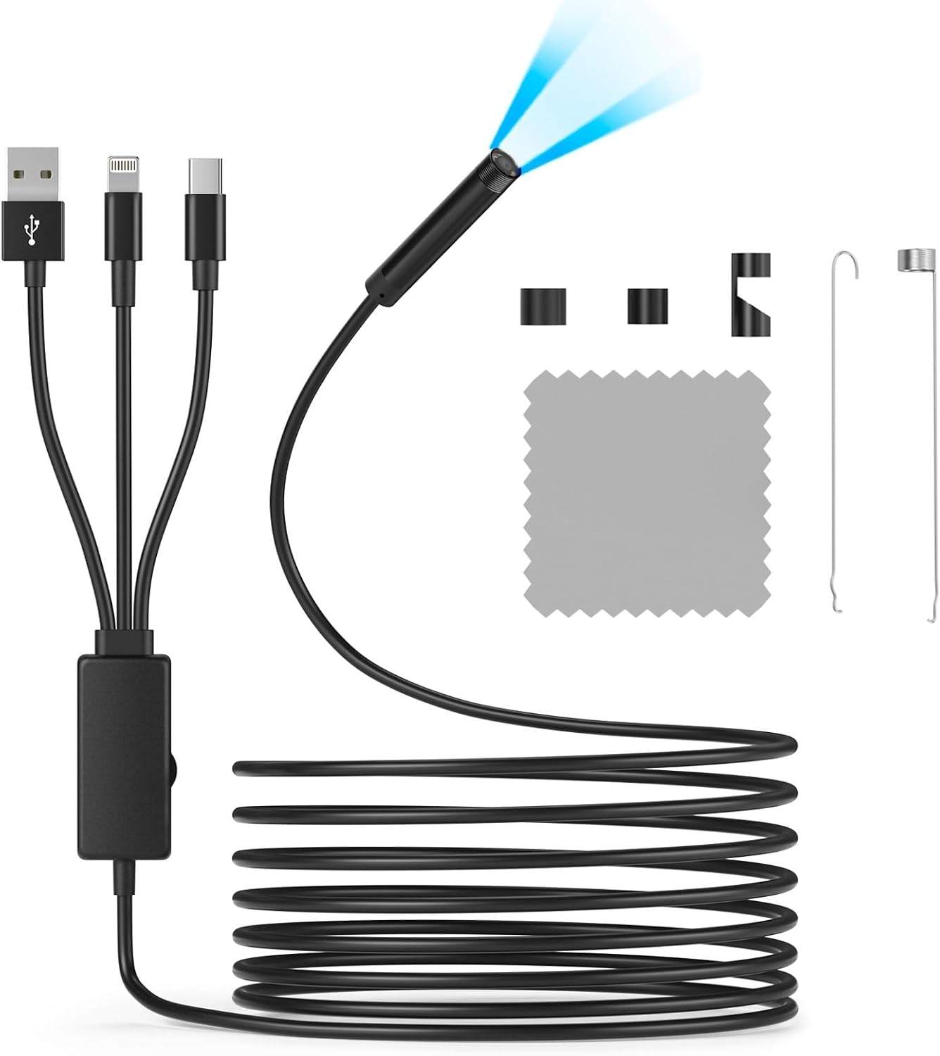 1920P HD Endoscope with 5.9ft Semi-Rigid, Endoscope Camera