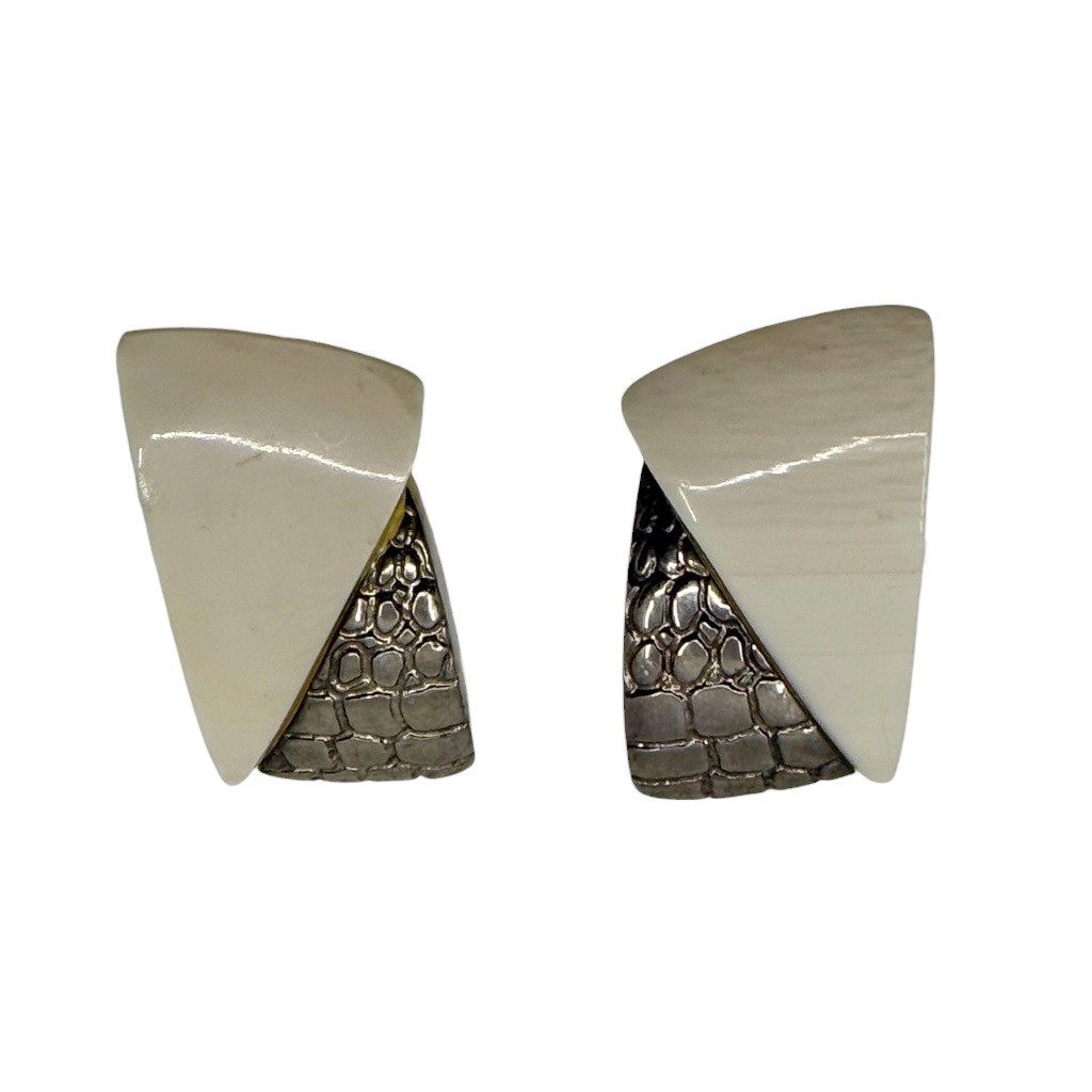 Vintage Sterling silver bone earrings - GM1005 - photo 2