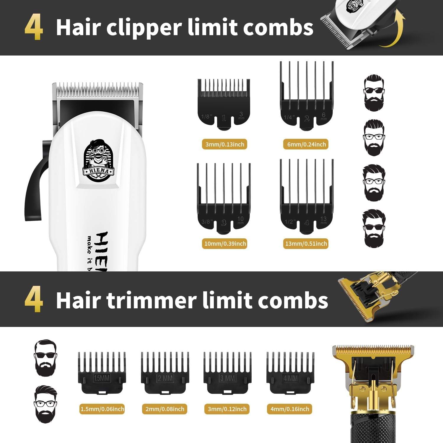 NEW~ HIENA PRO Hair Clipper & Beard Trimmer Kit - photo 4