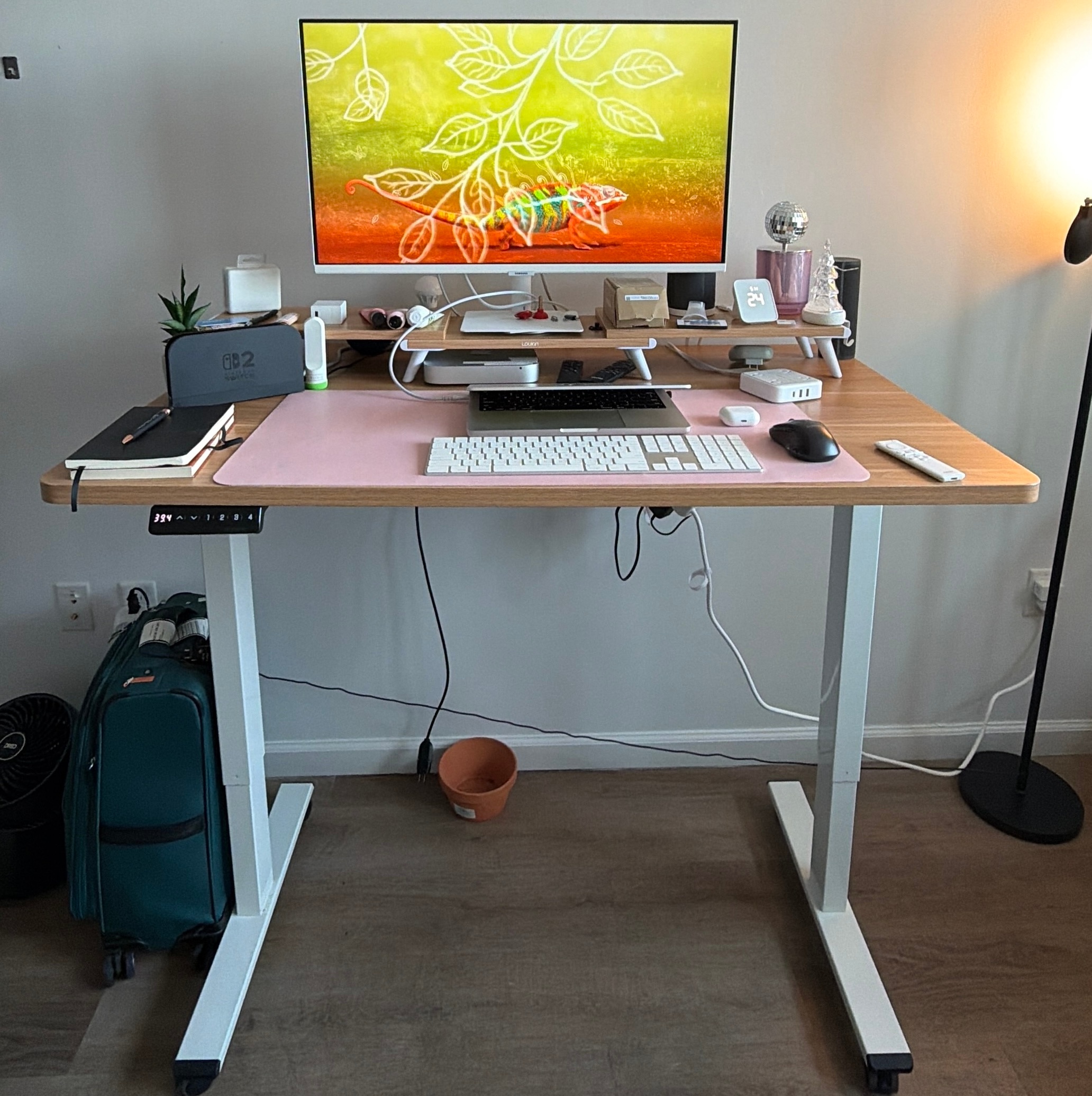 Electric Standing Desk 48x30 Maple Top, White Frame - photo 2