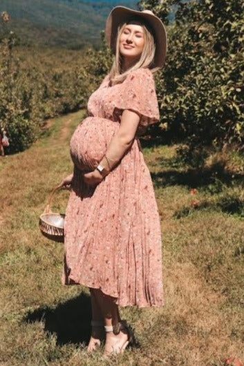 *BRAND NEW* Light Pink Floral Pleated Short Sleeve Midi Dress - photo 4
