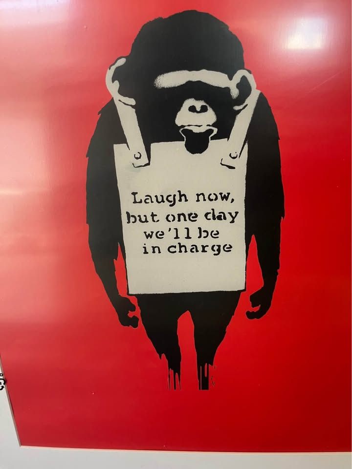 The Art of Banksy Without Limits Monkey Laugh Now Framed Print - photo 3