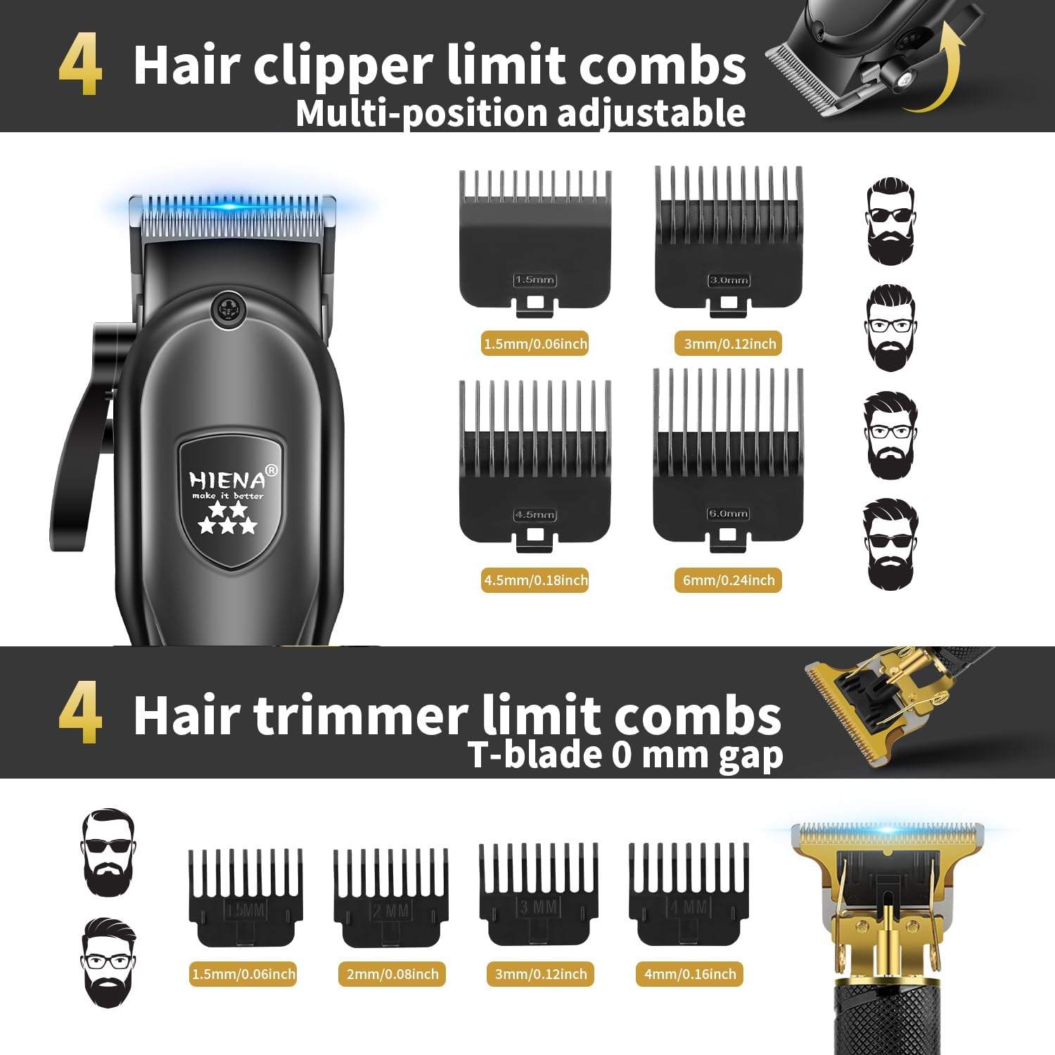 NEW~ HIENA PRO Hair Clipper Beard Trimmer w/ Foil Shaver - photo 2