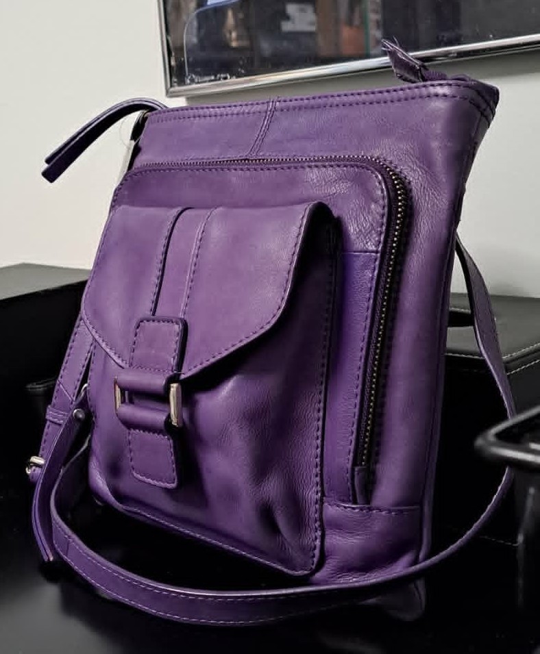 New Danier Purple Genuine Leather Crossbody Y2K Bag - photo 3