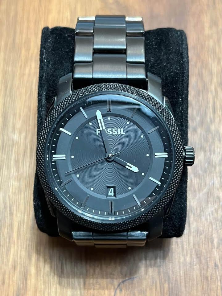 Fossil Machine Black Dial Black-plated Watch FS4775