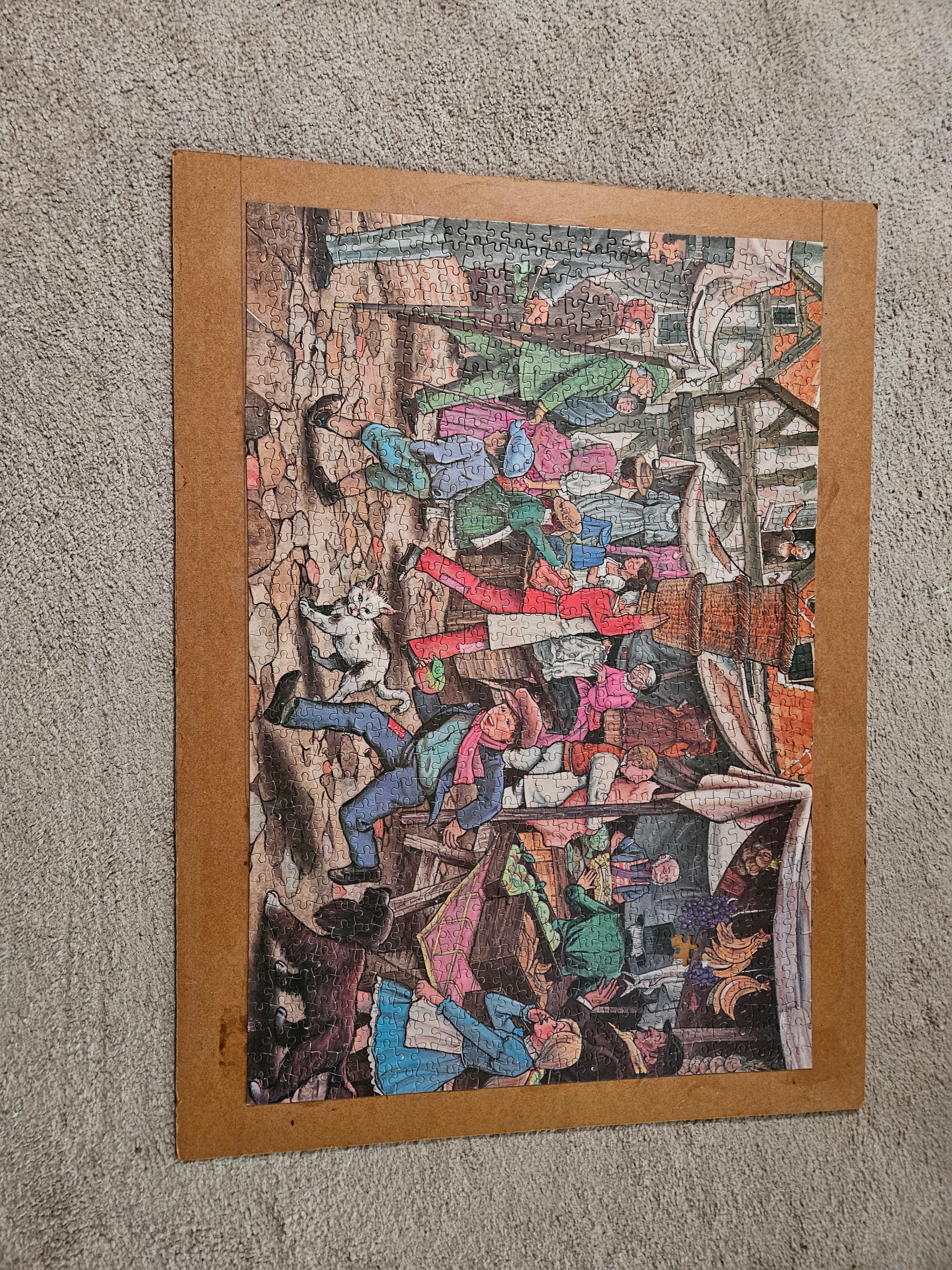 2 Completed 1000-Piece Puzzles: Alpine Chapel & European Market