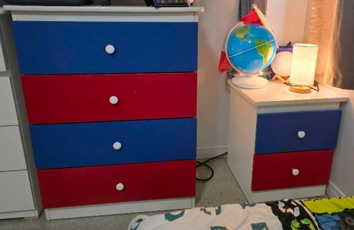 Kids 2-Piece Bedroom Set - 4-Drawer Chest & Matching Nightstand