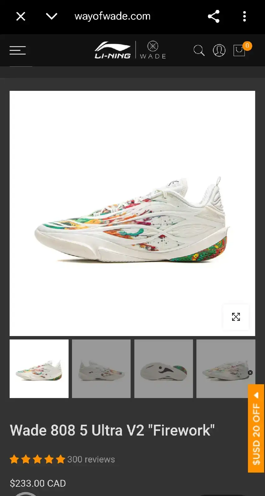 Li-Ning Wade 808 5 Ultra V2 "Firework" Size 12