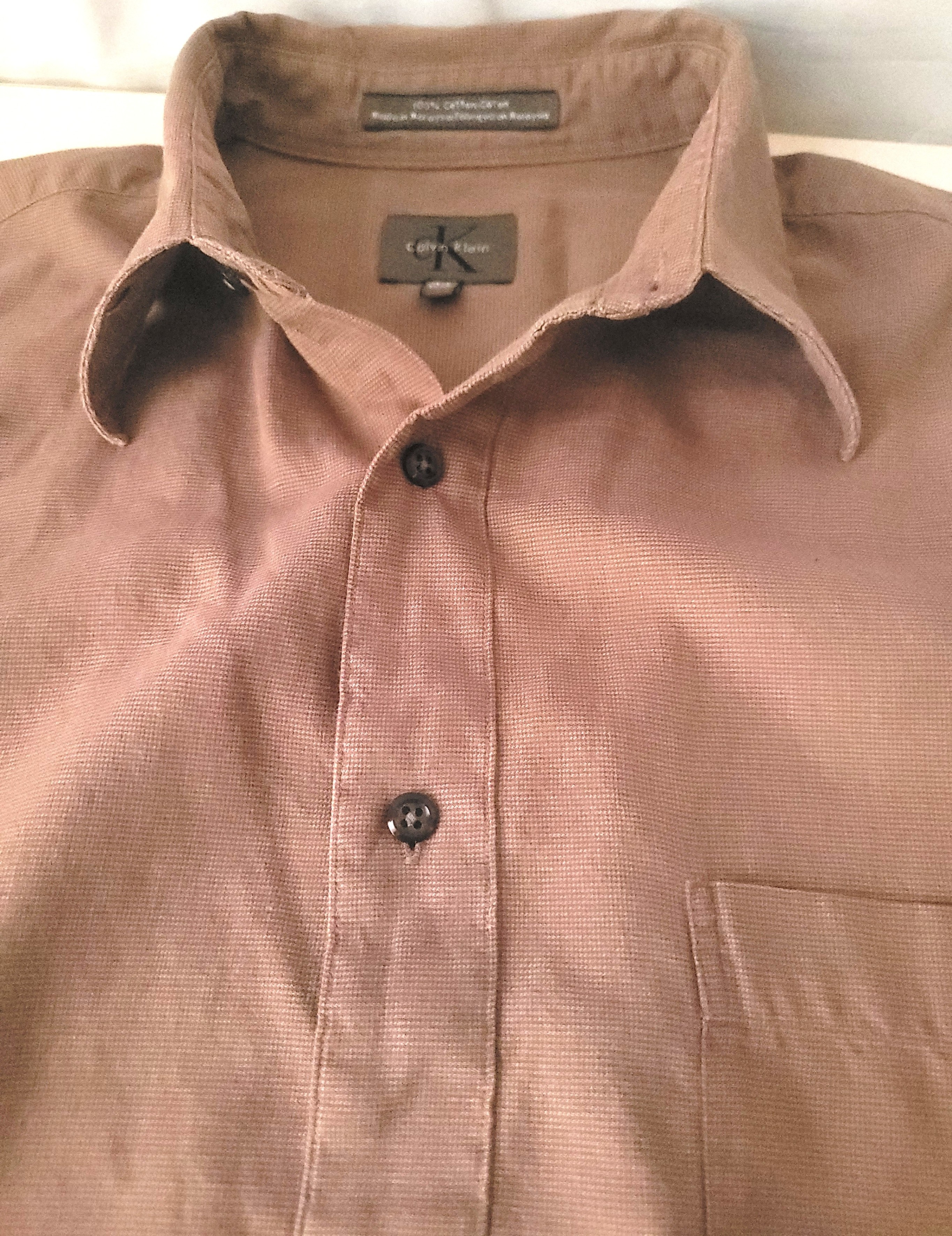 Vintage cK Calvin Klein Mens 15.5 34-35 Taupe Brown 100% Cotton - photo 2