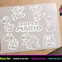 Super Mario Vinyl Decal Set | Nintendo Car Window Graphics - photo 4