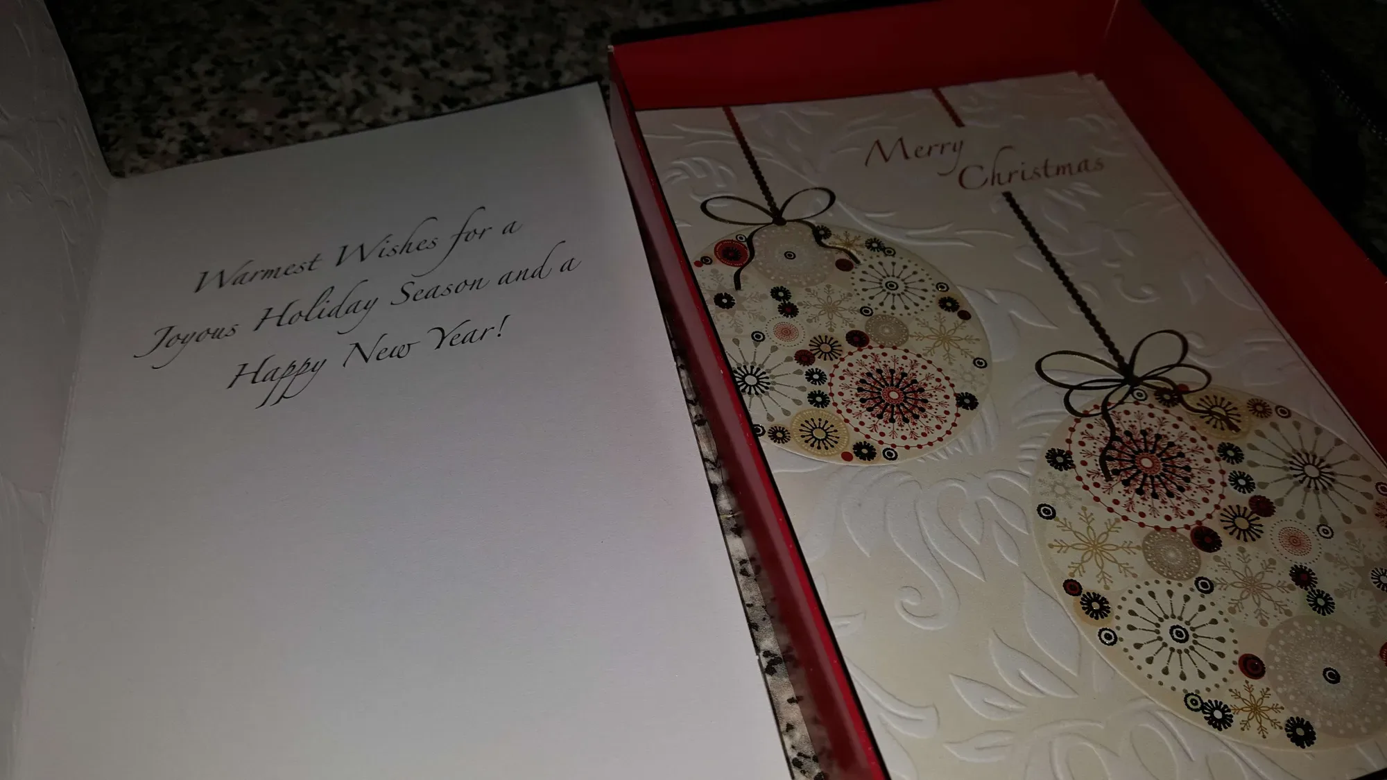 Merry Christmas Cards Embossed Card Board, Envelopes