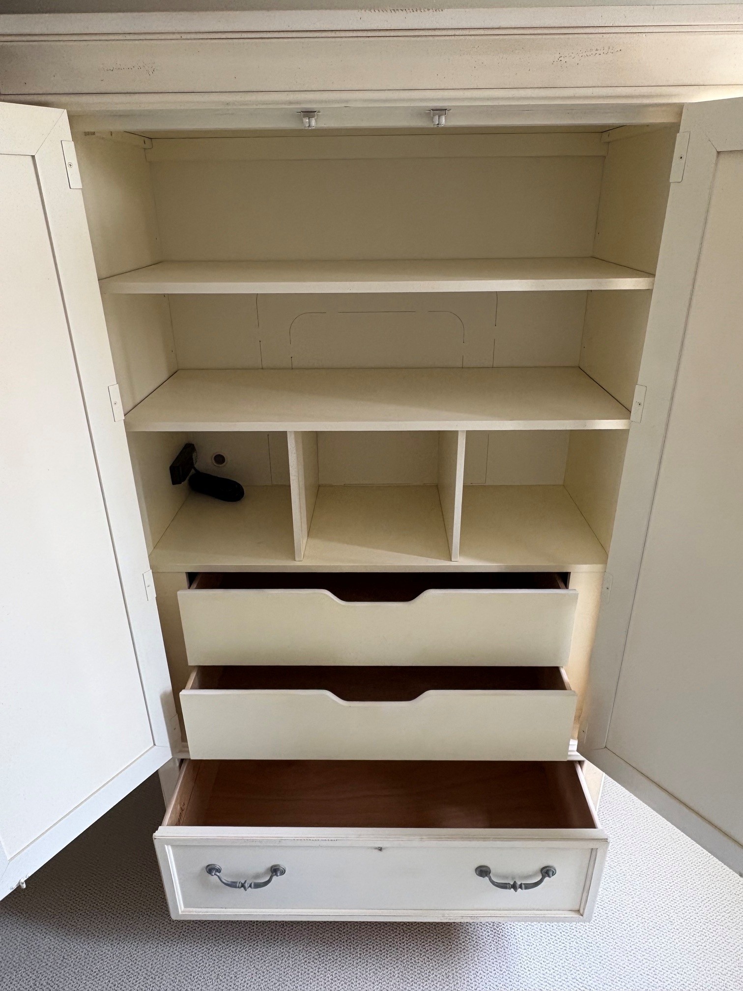 Cream Armoire with Drawer and Shelves - photo 2