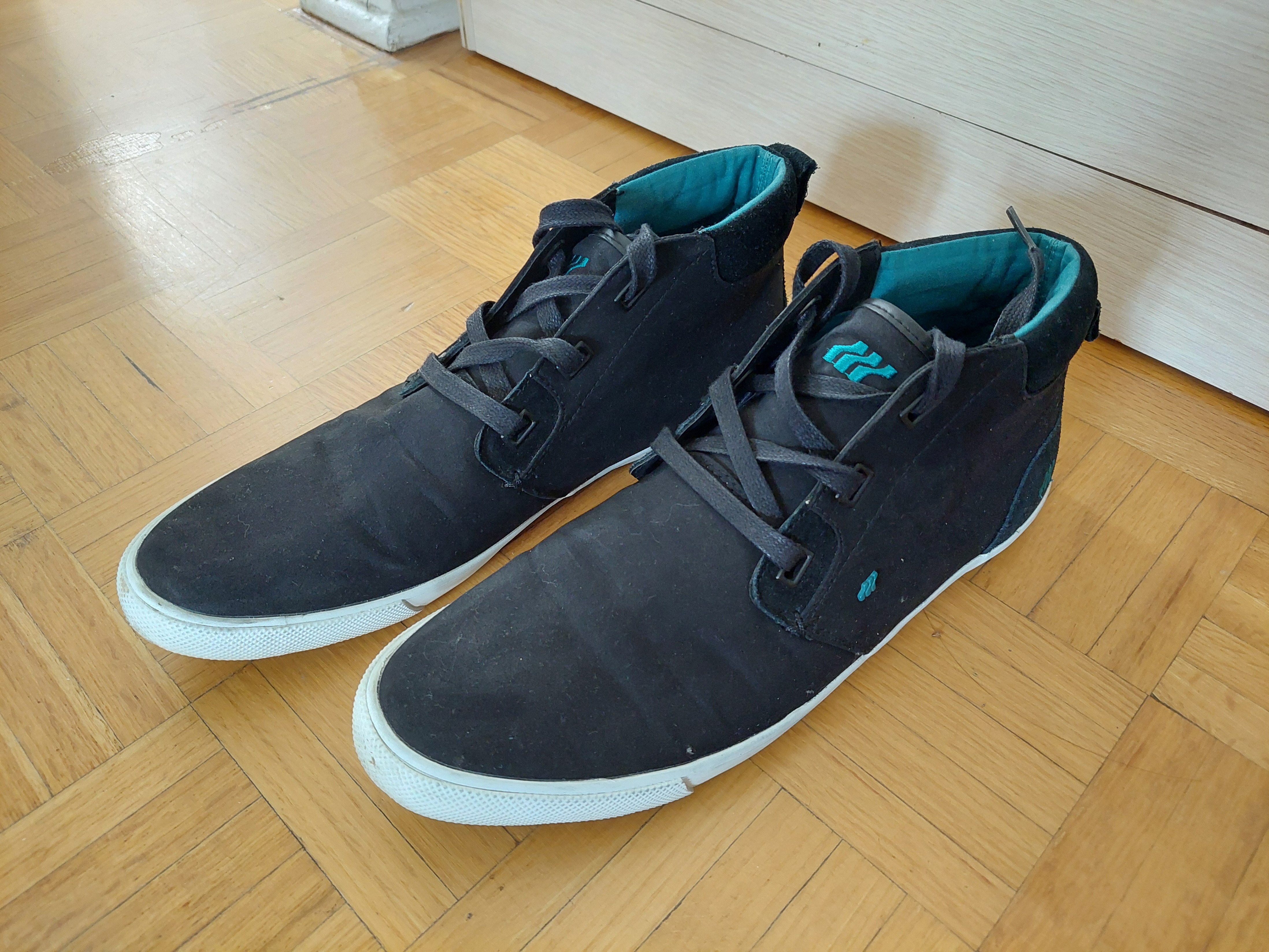 Men's Black Suede Sneakers Teal Boxfresh Mid-Top Stern BCH Shoes - photo 4