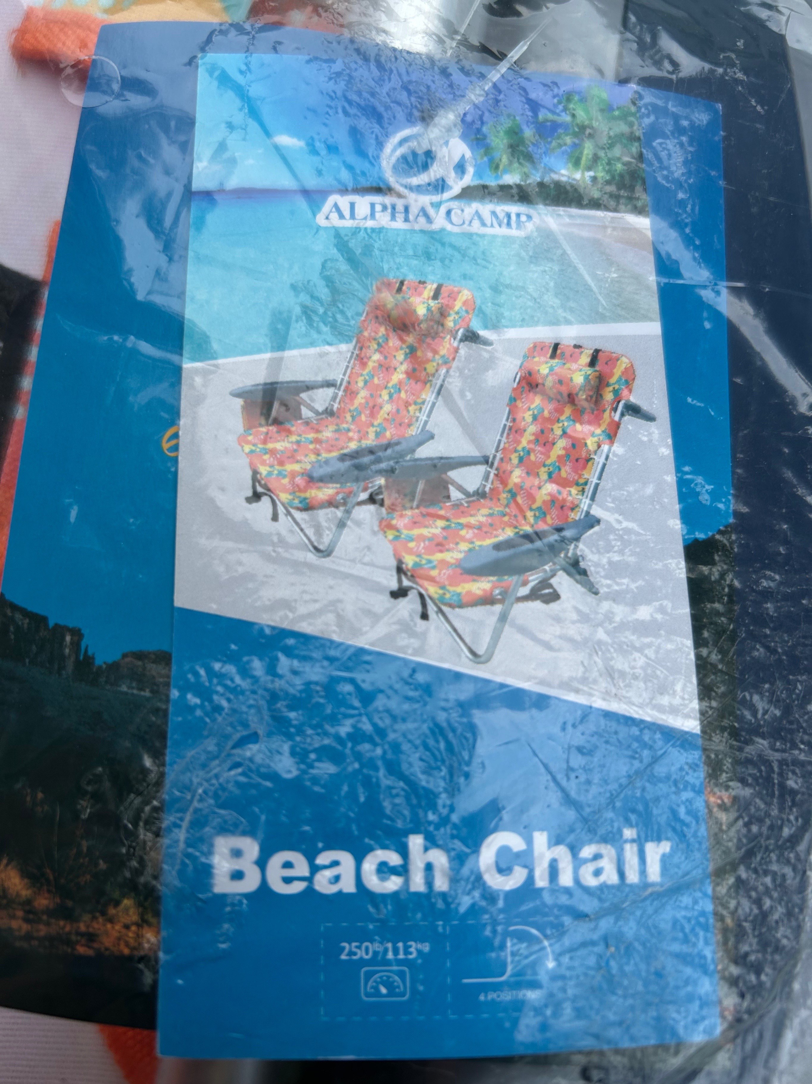 Set of Beach Chairs, Vintage Orange/Teal Pattern
