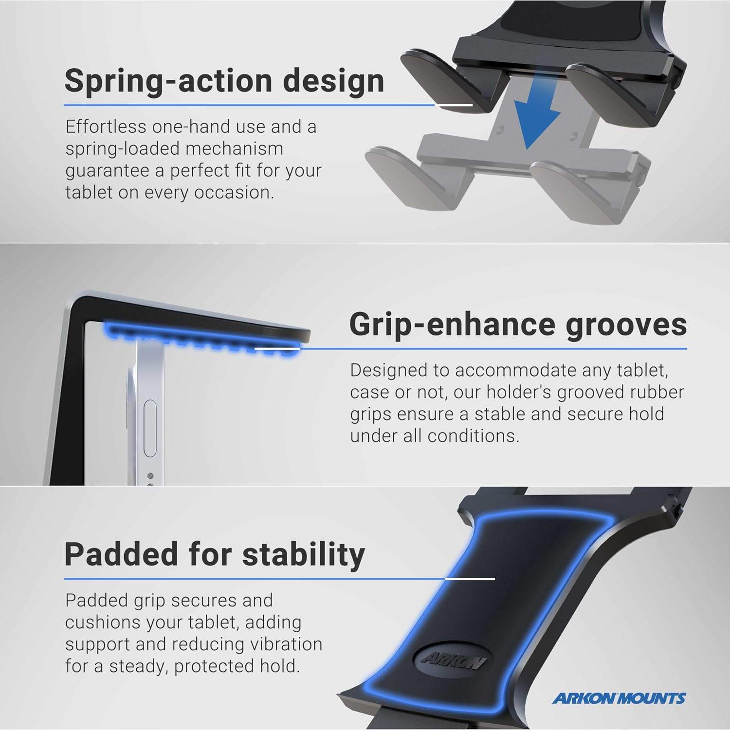 Arkon Heavy-Duty Universal Tablet Mount with Slim-Grip Holder - photo 3