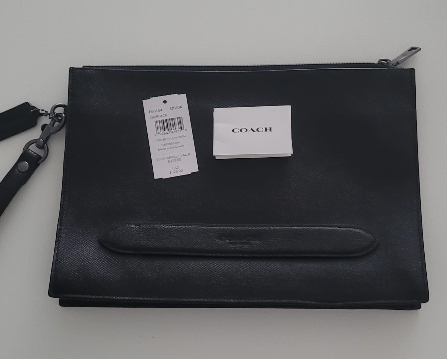 NWT Coach Black Crossgrain Leather Structured Pouch Organizer - photo 2