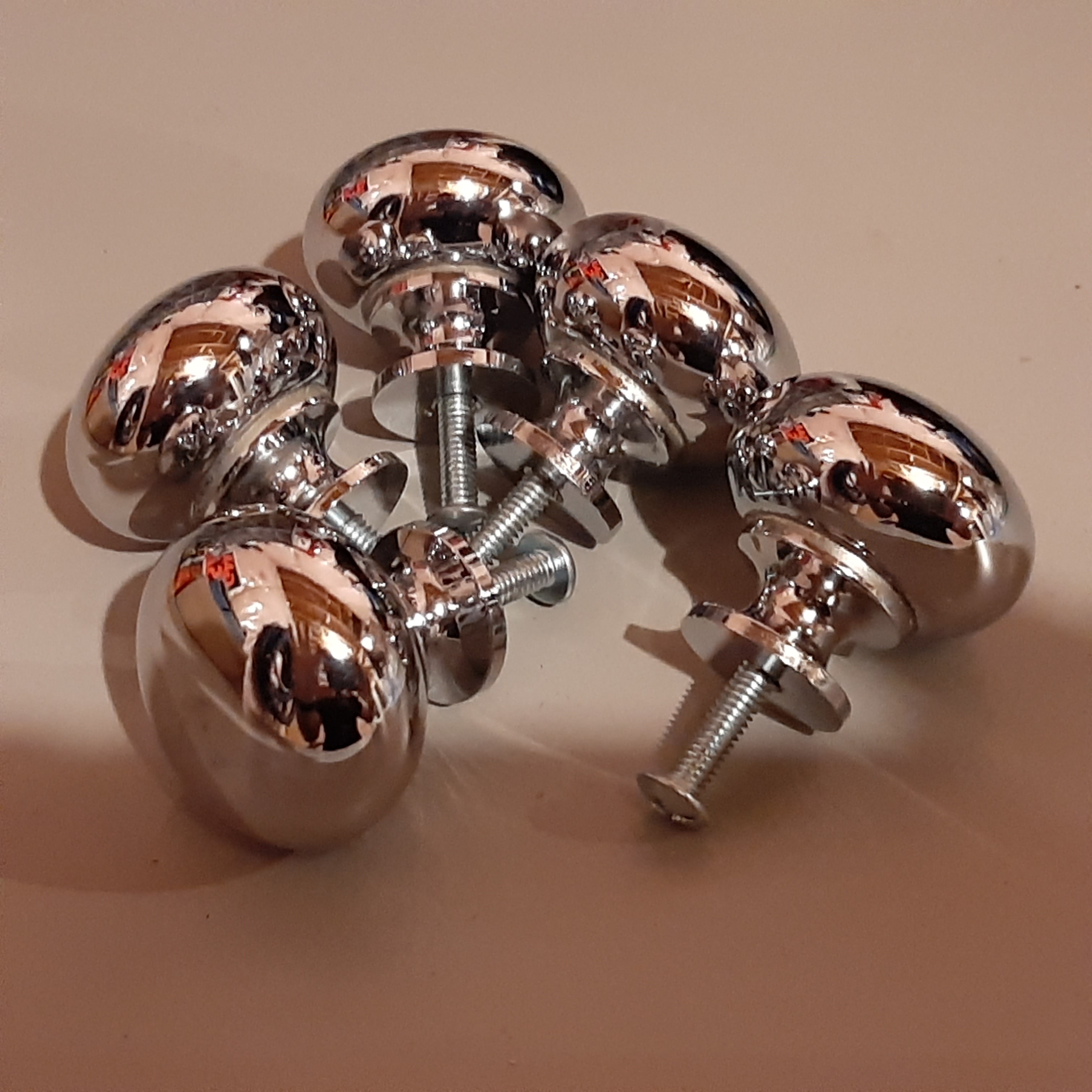 Set of 5 Chrome Cabinet Knobs