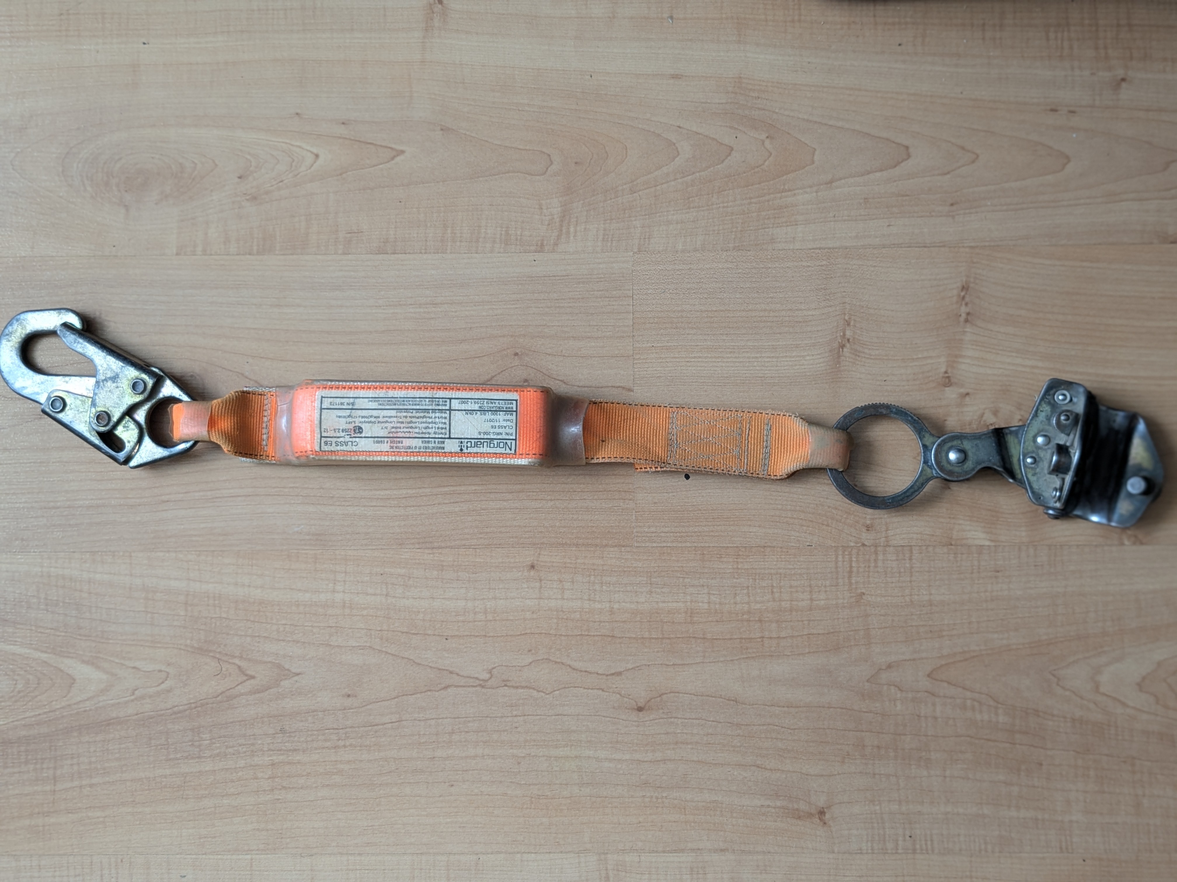 6 foot working at heights lanyard with rope grab