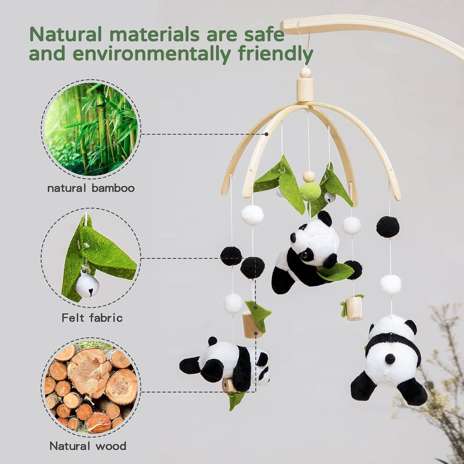 Panda Wool and Wood Crib Mobile - photo 3