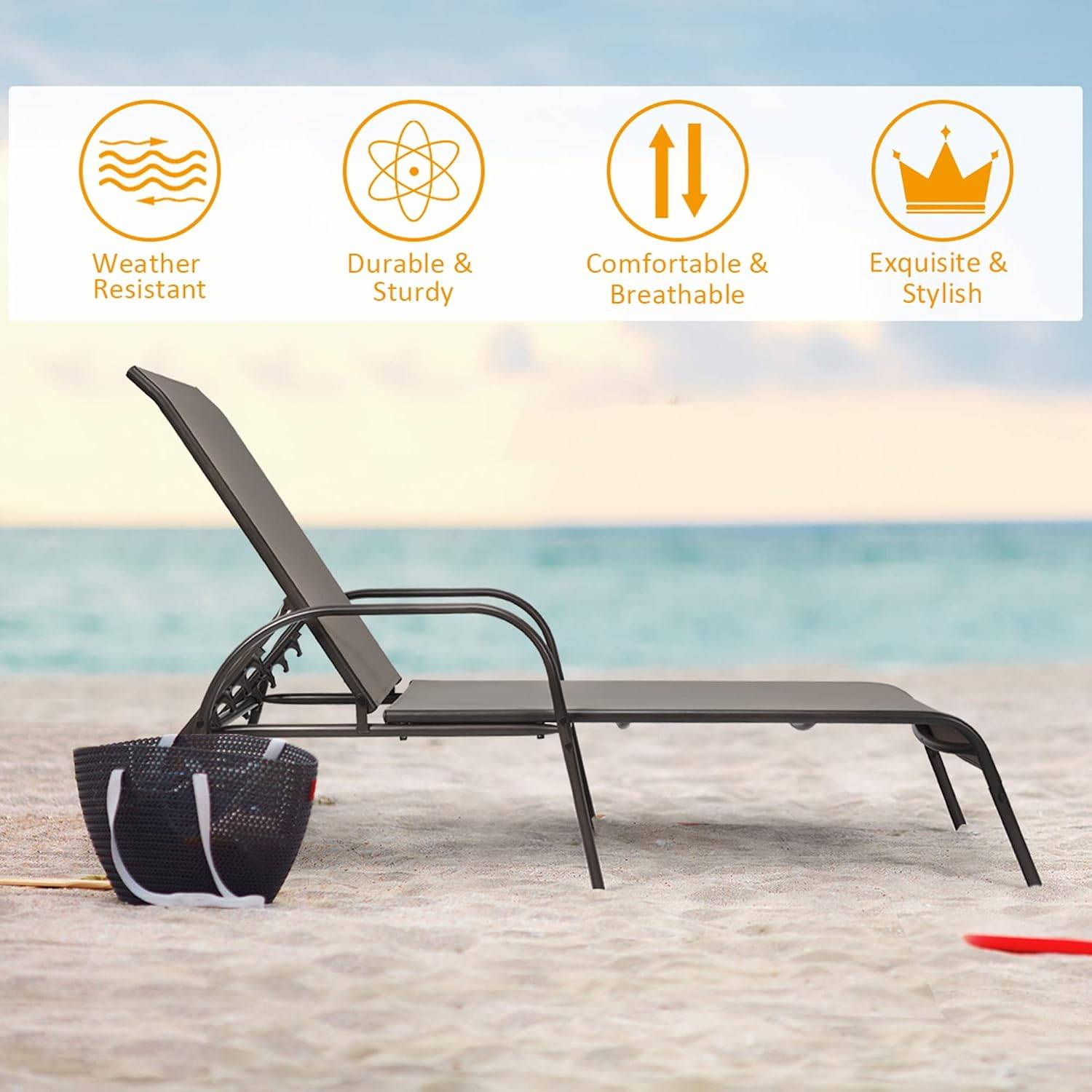 Outdoor Chaise Lounge Chair, All Weather Reclining Lounge Chair - photo 2