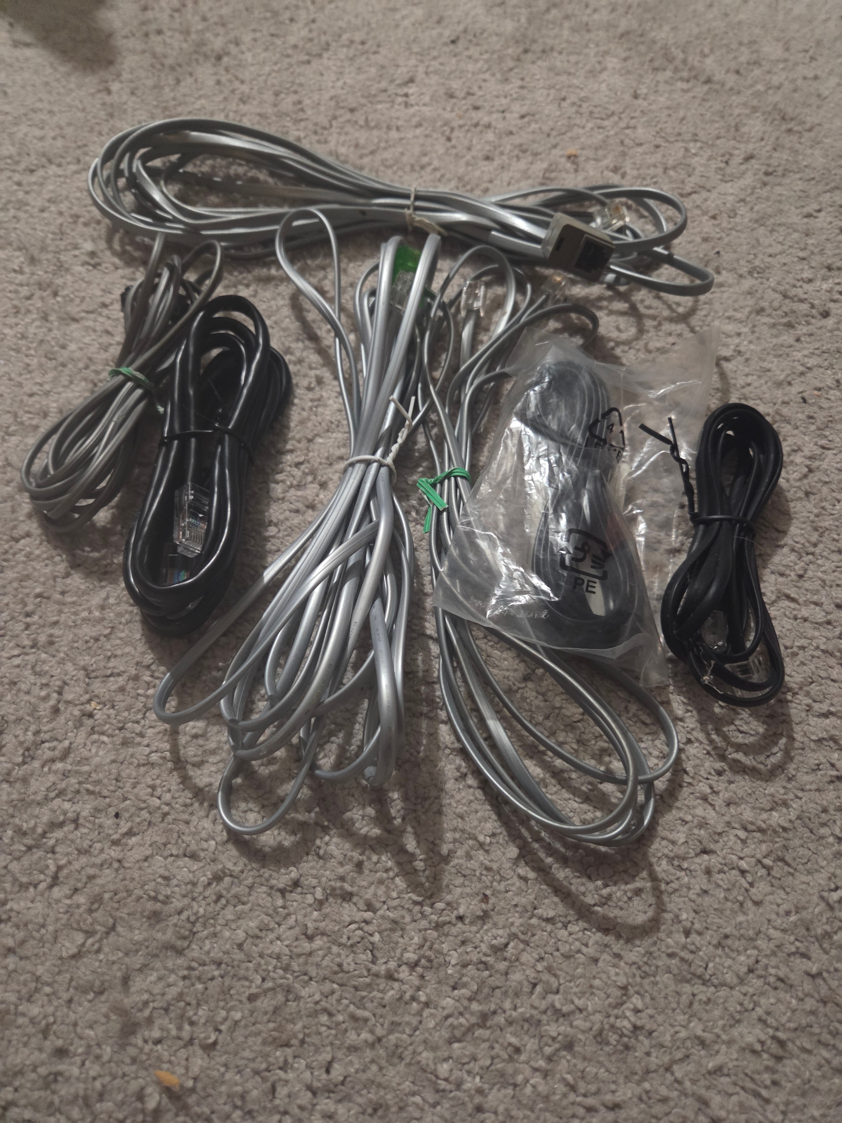 7 Assorted RJ11 Phone / DSL Cables & Extension Cord
